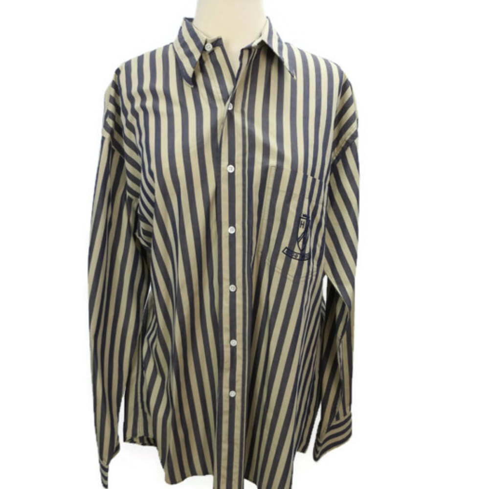 Hugo Boss Man Tayiored Shirt L Brown Beige Stripes